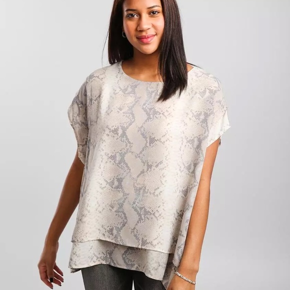 Buckle Tops - Buckle Black Label Snake Print Chiffon Blouse